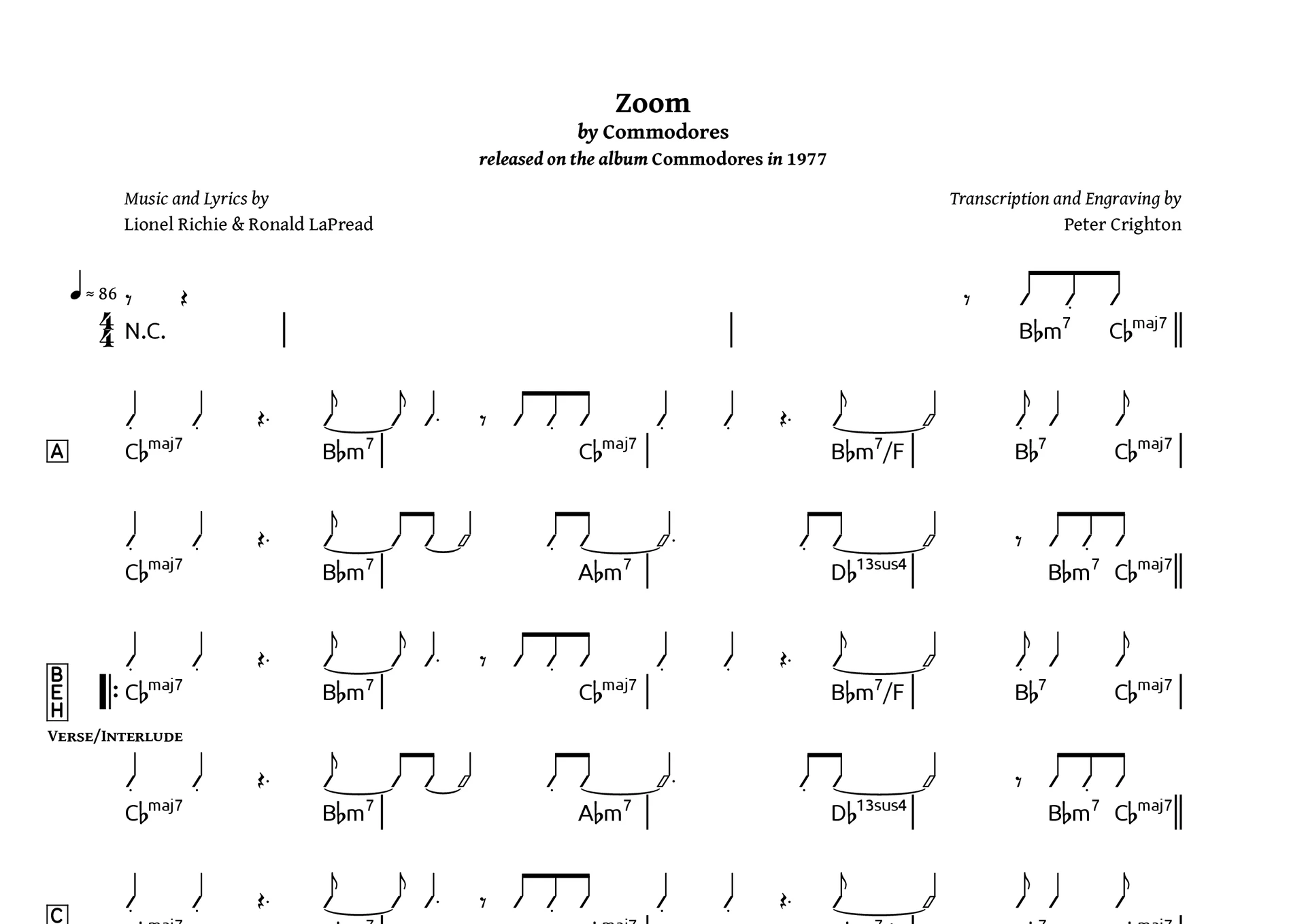 Preview image for Commodores – Zoom: Chords